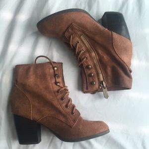 Brown suede heels